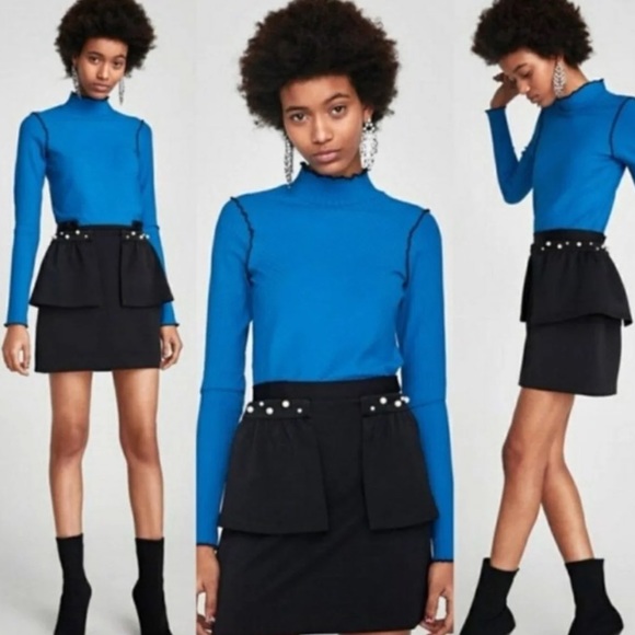 Zara Peplum Pearl Mini Skirt - Picture 3 of 9